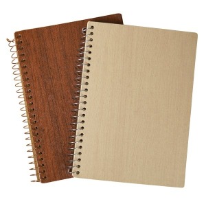 A5 wood-look spiral notebook
