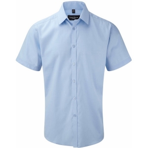 Russell Collection Men's Short Sleeve Herringbone Shirt