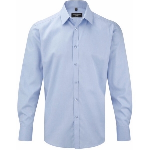 Russell Collection Men's Long Sleeve Herringbone Shirt