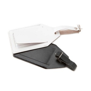 Luggage tag with flap in PU, rPET or leather