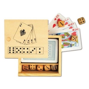 Set of 52 cards and 5 dice