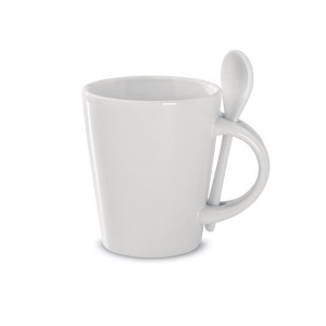Four-colour flared mug with spoon
