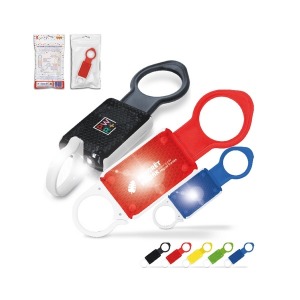 Bottle holder with hook and safety lights