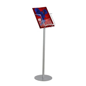 1-case A4 brochure holder / Alu grey metal stand
