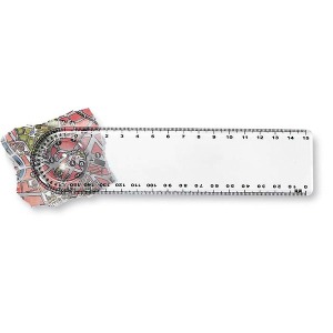 Transparent ruler with magnifying glass
