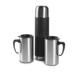 Set bouteille isotherme 0,50L et de 2 mugs avec couvercle