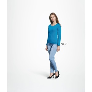 Women's long sleeve round neck t-shirt white sol's - majestic - 11425b