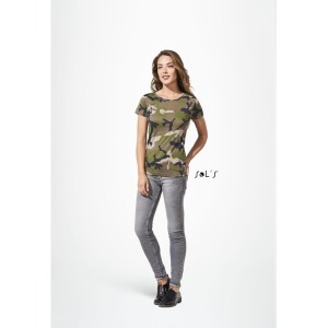 Women's camo round neck t-shirt - colour
