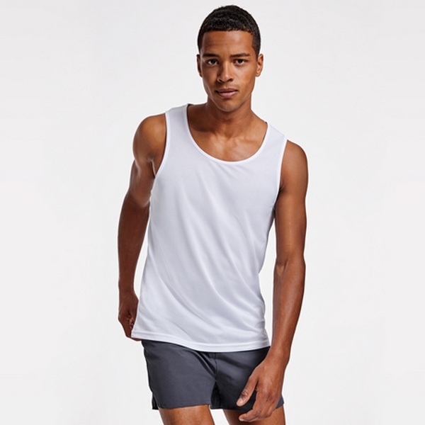 Interlagos - tank top with wide straps in micro perforated fabric