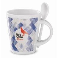 Four-colour flared mug with spoon