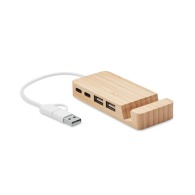 4 port USB hub in bamboo
