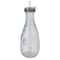 Recycled glass bottle 60cl with straw