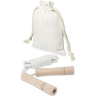Denise wooden skipping rope in a cotton pouch