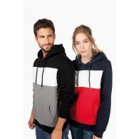 Unisex tricolour hooded sweatshirt