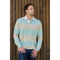 Unisex long-sleeved striped polo shirt