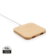 10W wireless charger with USB ports in FSC® bamboo