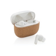 TWS earphone in RCS recycled plastic and Oregon cork