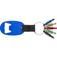 Bottle opener key ring with 5 coloured snap hooks