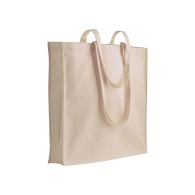 Shopper avec soufflet en coton 220g/m², anses longues