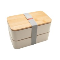 Large double compartment bento lunch box with bamboo lid