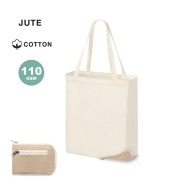 Jute and cotton folding tote bag