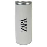 Personalised 250ml can of slightly sparkling water. Adhesive label