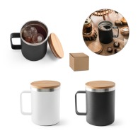 LAUDA. 90% recycled stainless steel mug with bamboo lid