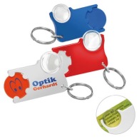 1 euro token key ring with magnifying glass