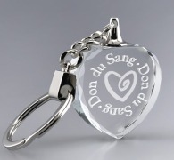 Glass heart key ring
