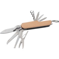 Stainless steel pocket knife with wood coating