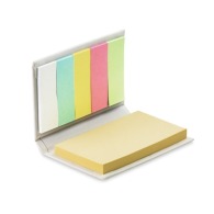 Notebook and sticky notes READING