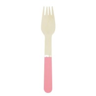 SMALL NEON PINK WOODEN FORKS X 8