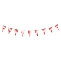 FESTOONED PENNANT GARLAND RED STRIPED WHITE AND GOLD