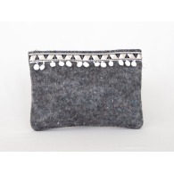 Zipped pouch in recycled felt