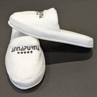 Luxury velour and terry slippers with embroidered logo