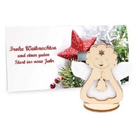 Premium greeting card with felt and wood figurines - Premium 4/0-c - Angel