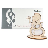 Premium greeting card with felt and wood figurines - Premium 4/0-c - Snowman