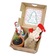 Christmas gift set - Clay pots, chocolate Father Christmas, Christmas tree moulds and snowman figurine e