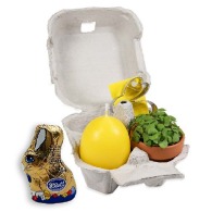 Pleasure in a box - with planting set, mini terracotta pot, egg candle, chocolate bunny
