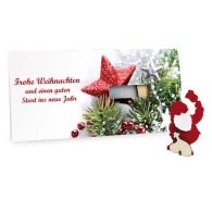 Greeting card with wooden puzzle and felt - 4/0 printed Santa card