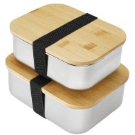 Boîte à repas 1000ml en acier inoxydable et couvercle en bambou