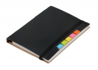 Hard cover notebook with repositionable bookmarks