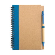 Recycled spiral notepad with hard cover pen picture
