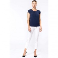 Women's short sleeve crepe blouse - kariban