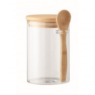 Glass jar 600ml with lid and spoon