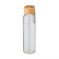 Glass bottle 60cl with bamboo stopper and strap