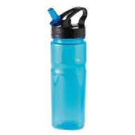 Plastic bottle with collapsible straw