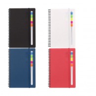 Spiral notebook with bookmarks