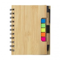 A5 bamboo notebook with pen and notes