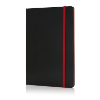 Black A5 notebook with coloured hard cover border